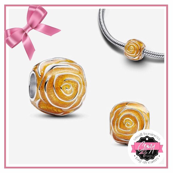 PANDORA Yellow Rose in Bloom Charm (One) - Picture 1 of 11